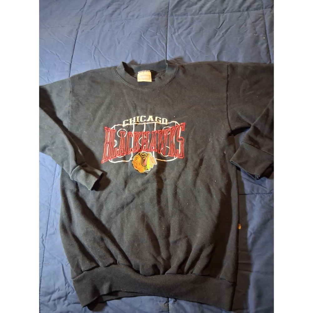 Vintage Chicago Blackhawks Sweatshirt Sz Medium Black Made‎ In USA